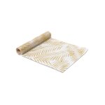 Chemin de table en organza palmier paillete dore 28 cm x 5 m