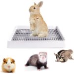Chenquansarl - bote a litire de lapin bac a litire pour cochon d'inde avec grille corbeille a litire ...