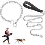 Chenquansarl - collier pour chien de 65 cm, chaîne etrangleur pour chiens, laisse en métal 120 cm, collier ... Chenquansarl - collier pour chien de 65 cm, chaîne etrangleur pour chiens, laisse en métal 120 cm, collier ...