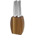 Chenquansarl - jet sablé - bloc bois d'acacia 6 couteaux steak Chenquansarl - jet sablé - bloc bois d'acacia 6 couteaux steak