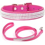 Chenquansarl - laisse de collier de strass brillant pour chien, chane de chien strass pu, collier de ...