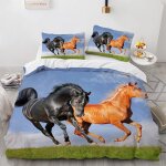 Cheval animal housse de couette personnes cm x cm avec taies d'oreiller x cm polyester - coton housse ...