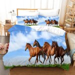 Cheval house de couette doux confortable microfibre parure lit enfant x cm parure housse couette x + ...