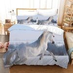 Cheval house de couette + x taies d'oreiller xcm housse de couette personne enfant microfibre linge de ...