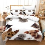 Chien animaux parure de lit x + x taies d'oreiller xcm housses de couettes microfibre parure lit personne ...
