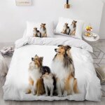 Chien de berger shetland housse de couette x imprim�� d chien animal parure de lit personnes ado fille ...