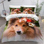 Chien de berger shetland housse de couette x imprim�� d chienanimal parure de lit personnes ado fille ...