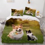 Chien corgi housse de couette x imprim�� d chat de compagnie parure de lit personnes ado fille enfants ...