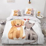 Chien de dessin anim�� housse de couette x imprim�� d chat mignon parure de lit personnes ado fille enfants ...