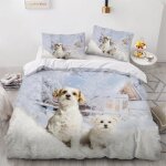 Chien housse de couette x imprim�� d animal parure de lit personnes ado fille enfants microfibre literie ...