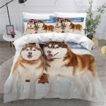 Chien husky housse de couette x imprim�� d animaux d'hiver parure de lit personnes ado fille enfants ...