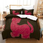Chinese zodiac dog parure de lit housse de couette en microfibre douce avec sens d'impression d pour ...