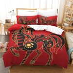 Chinese zodiac horse parure de lit housse de couette en microfibre douce avec sens d'impression d pour ...