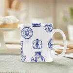 Chinoiserie vases chinois bleus tasse en ceramique 11 oz tasses a cafe classiques tasse pour le bureau ...