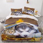 Chiot chat housse de couette x imprim�� d mignon animal de compagnie parure de lit personnes ado fille ...
