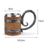 Chope a bire en bois style viking, imitation tonneau en bois, tasse a boisson a double paroi, bar isol ...