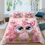 Chouette dessin anim�� housse de couette x imprim�� d animaux mignons parure de lit personnes ado fille ...