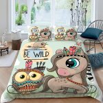 Chouette dessin anim�� housse de couette x imprim�� d animaux mignons parure de lit personnes ado fille ...