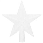 Cimier de sapin de no�l, �toile, 19 cm, pois scintillants, d�coration de no�l blanche