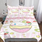 Cinnamoroll housse de couette, impression d anime motif parure de lit avec ��clair et d'oreiller housses ...