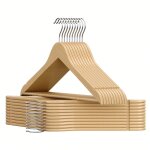 Cintres en bois, lot de 20, fins, avec encoches, porte - pantalons, crochet pivotant � 360, bois de bouleau, ...