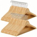 Cintre bois, lot de 50, avec encoches antiglisse, barre antiglisse pour pantalons, couleur bois�e et ...