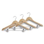 Cintres en bois - zeller - set de 3 - avec pinces - pour jupe et pantalon - 44. 5 cm