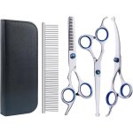 Ciseaux toilettage chien 5 - en - 1, embouts ronds s�curis�s, acier inox 4cr pour chien, chat, kit de ...