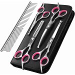 Ciseaux de toilettage pour chien, ensemble de 5 outils de toilettage en acier inoxydable enduit de titane ...