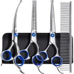 Ciseaux de toilettage professionnels pour chiens 4cr avec pointe ronde de scurit, ciseaux droits, effils ...