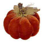 Citrouille deco polystyrene velours 19cm orange