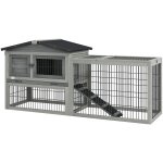 Clapier cage a lapins cottage - niche haute, rampe, enclos ext�rieur - plateau excr�ment, toit ouvrant, ...