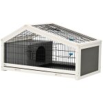 Clapier cage a lapin - niche, plateau d�jection, porte et toit ouvrant verrouillables, abreuvoir - acier ...