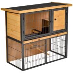 Clapier a lapin cage a lapin 2 niveaux 3 portes verrouillables rampe toit ouvrant bit�m� m�tal epoxy ...