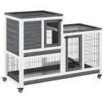 Clapier a lapin sur roulettes cage a lapin 2 etages 2 portes verrouillables 2 plateaux coulissants rampe ...