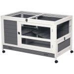 Clapier a lapin sur roulettes cage a lapin 2 niv. 2 portes verrouillables toit ouvrant plateau coulissant ...