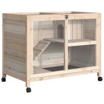 Clapier a lapin sur roulettes cage a lapin 2 niveaux toit ouvrant verrouillable plateau d�jection coulissant ...