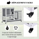 Clapier a lapin sur roulettes cage a lapin 2 etages 2 portes verrouillables 2 plateaux coulissants rampe ...