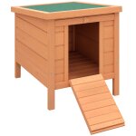 Clapier de sol niche enclos pour lapin porte rampe verrouillable 2 en 1 toit ouvrant bitum� bois sapin ...