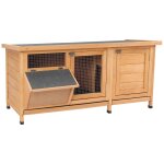 Clapier sur pieds - cage a lapin - 2 plateaux coulissants a excr�ment, 2 portes verrouillables, toit ...