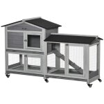 Clapier sur roulettes cage a lapins rongeurs 2 niveaux 3 portes verrouillables tiroirs a d�jection toit ...