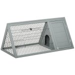 Clapier triangulaire de sol enclos ext�rieur niche double porte dim. 116l x 62l x 52, 5h cm m�tal bois ...