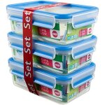 Clip&close lot 3 botes de conservation en plastique rectangulaires, 1l, 100% hermtique et hyginique, ...