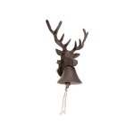 Cloche murale - {marque} - t�te de cerf - fonte - 22x15x27 cm - brun antique