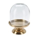 Cloche d? me verre base aluminium 14. 5x28cm or
