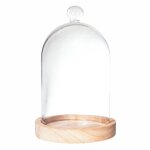 Cloche en verre sur socle bois 19cm
