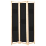 Cloison de séparation 3 panneaux noir 120x170x4 cm tissu Cloison de séparation 3 panneaux noir 120x170x4 cm tissu