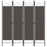 Cloison de sparation 4 panneaux anthracite 160 x 180 cm
