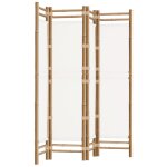Cloison de sparation pliante 4 panneaux 160 cm bambou et toile
