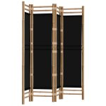 Cloison de sparation pliante 4 panneaux 160 cm bambou et toile
